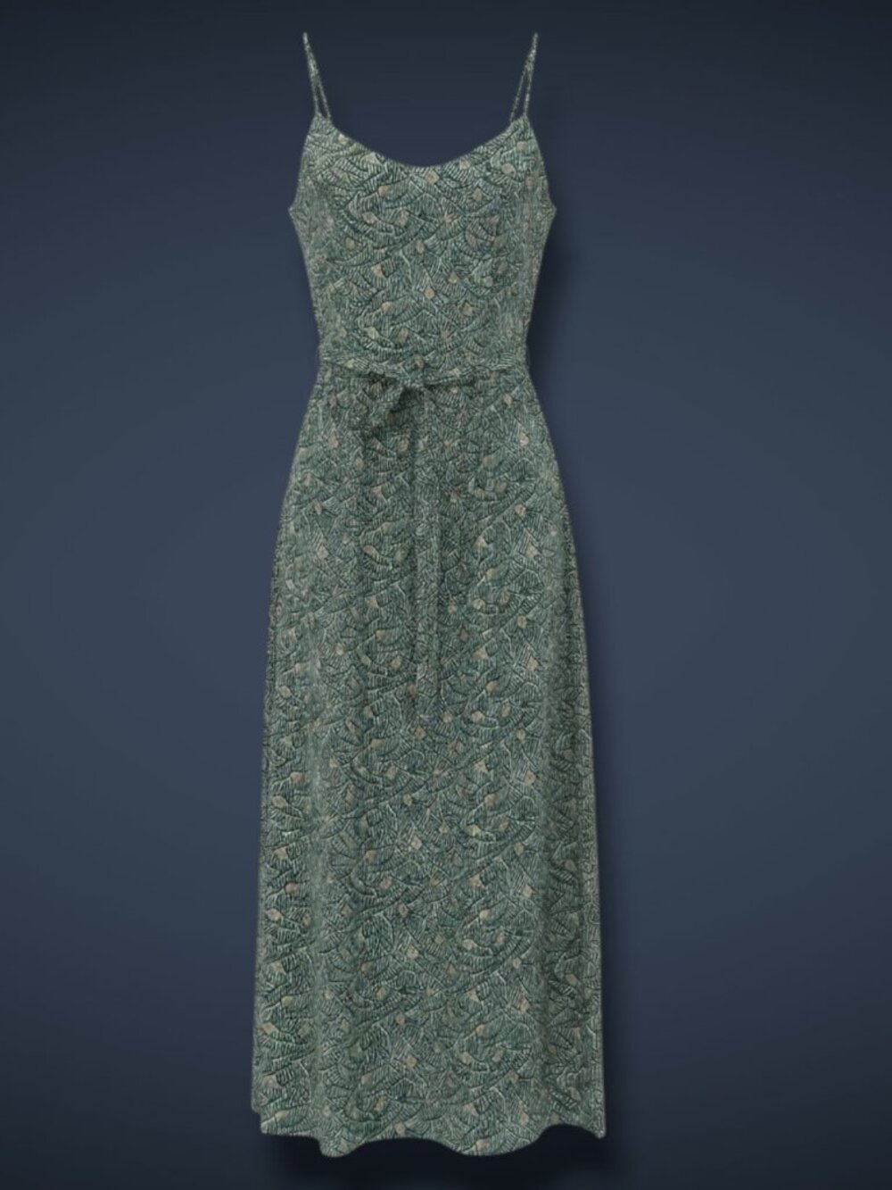 HVN Cream 100% Silk Leaf Print Midi Slip Dress‎ 8